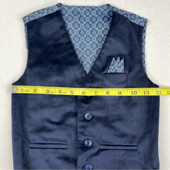 Isaac Mizrahi Boys Suit Vest 4 Blue Velvet Vest - Picture 5 of 6
